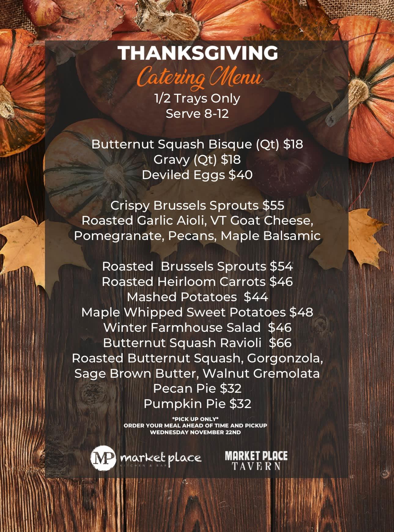 🥧🦃 THANKSGIVING CATERING MENU! 🦃🥧

‼️ 1/2 Trays Available That Serve 8-12 People‼️

Get Your Orders In!! 
Pick Up Wednesday Thanksgiving Eve!

CLOSED THANKSGIVING DAY